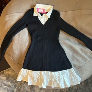 Black and White Long Sleeve Dress